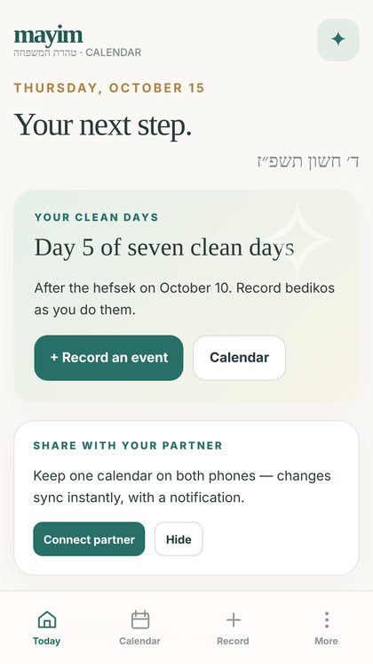 Mayim's Today screen